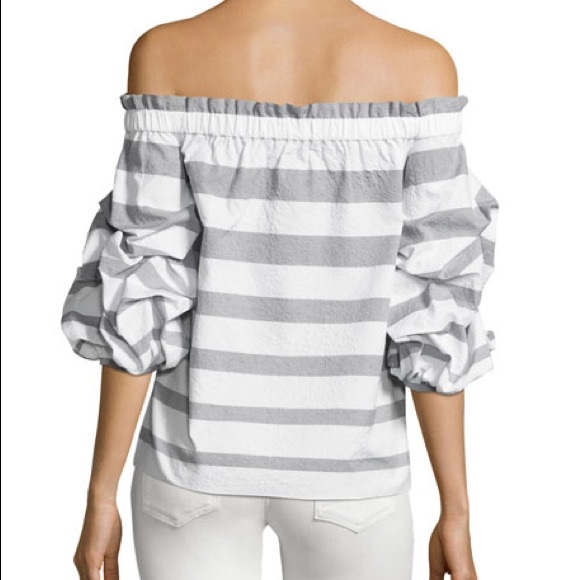 Alexis Juneau Striped Off The Shoulder Puff Sleeve - Picture 5 of 8